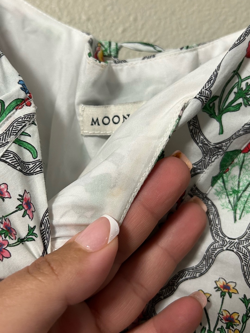 Moon River  Floral Milkmaid Puff Sleeve Midi Dress S Cotton Cottagecore - Picture 5 of 12